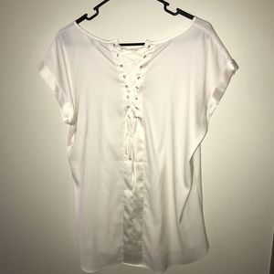 Express White Blouse with Tie Back